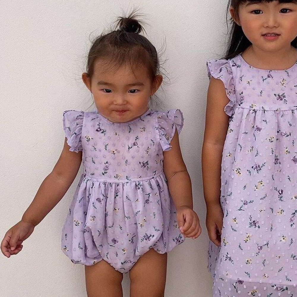 SUN PEONY COCONUT Floral Lilac Romper - Picture 2 of 5